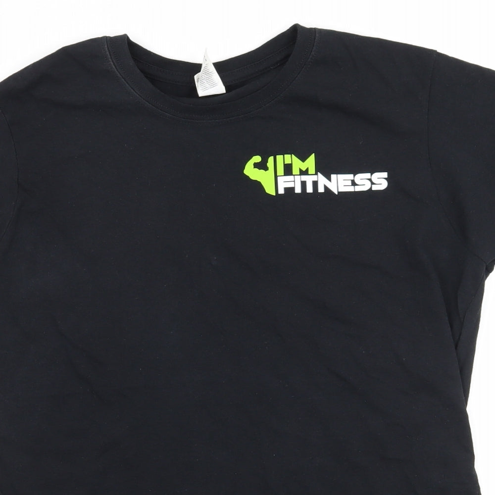 Womens UK Size L Gildan Black Basic T-Shirt