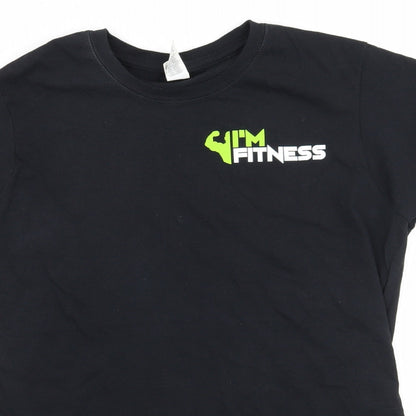 Womens UK Size L Gildan Black Basic T-Shirt