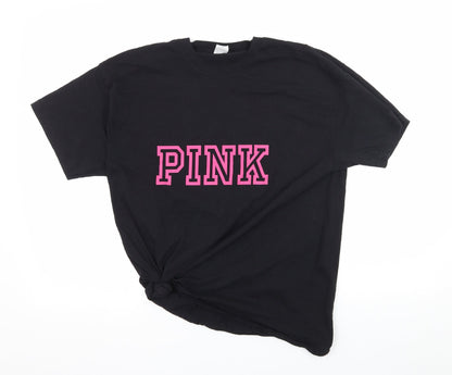 Womens UK Size L Fruit of the Loom Black Basic T-Shirt
