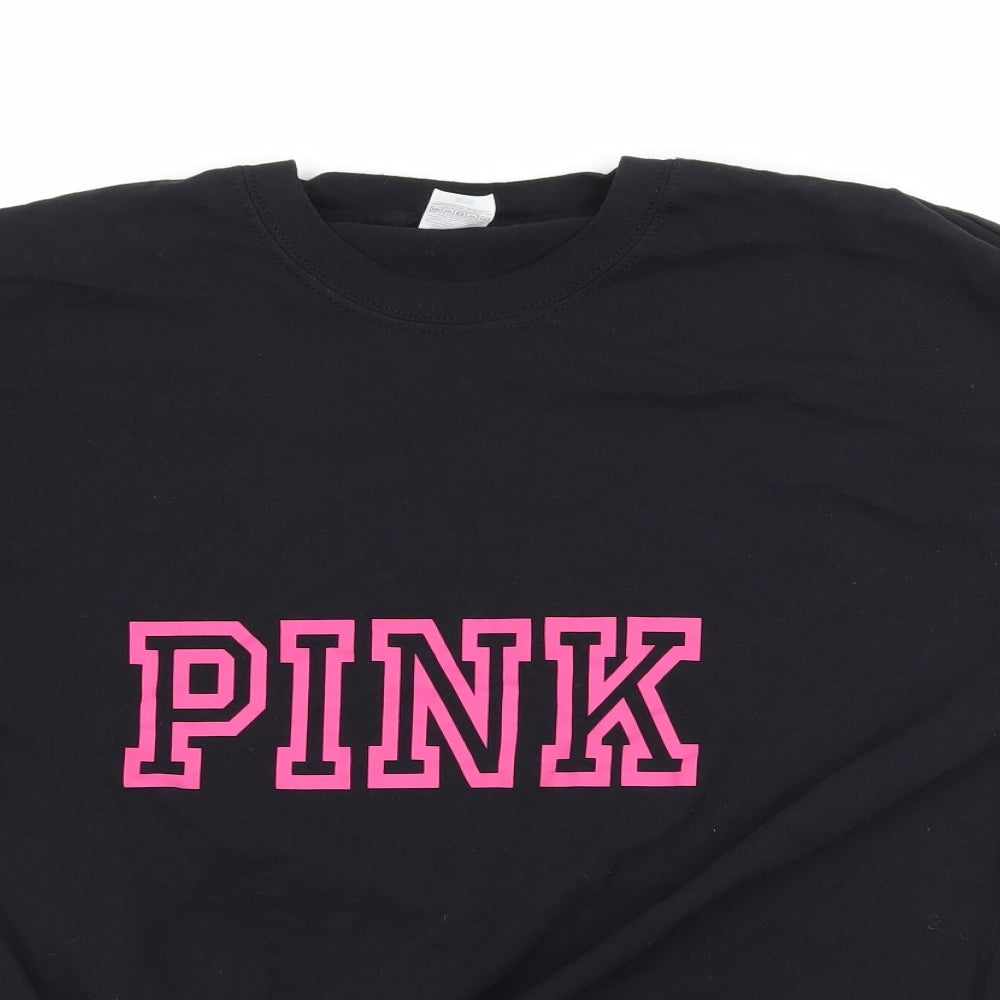 Womens UK Size L Fruit of the Loom Black Basic T-Shirt