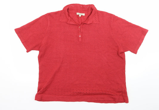 Classic Womens Red  Knit Basic T-Shirt Size 20