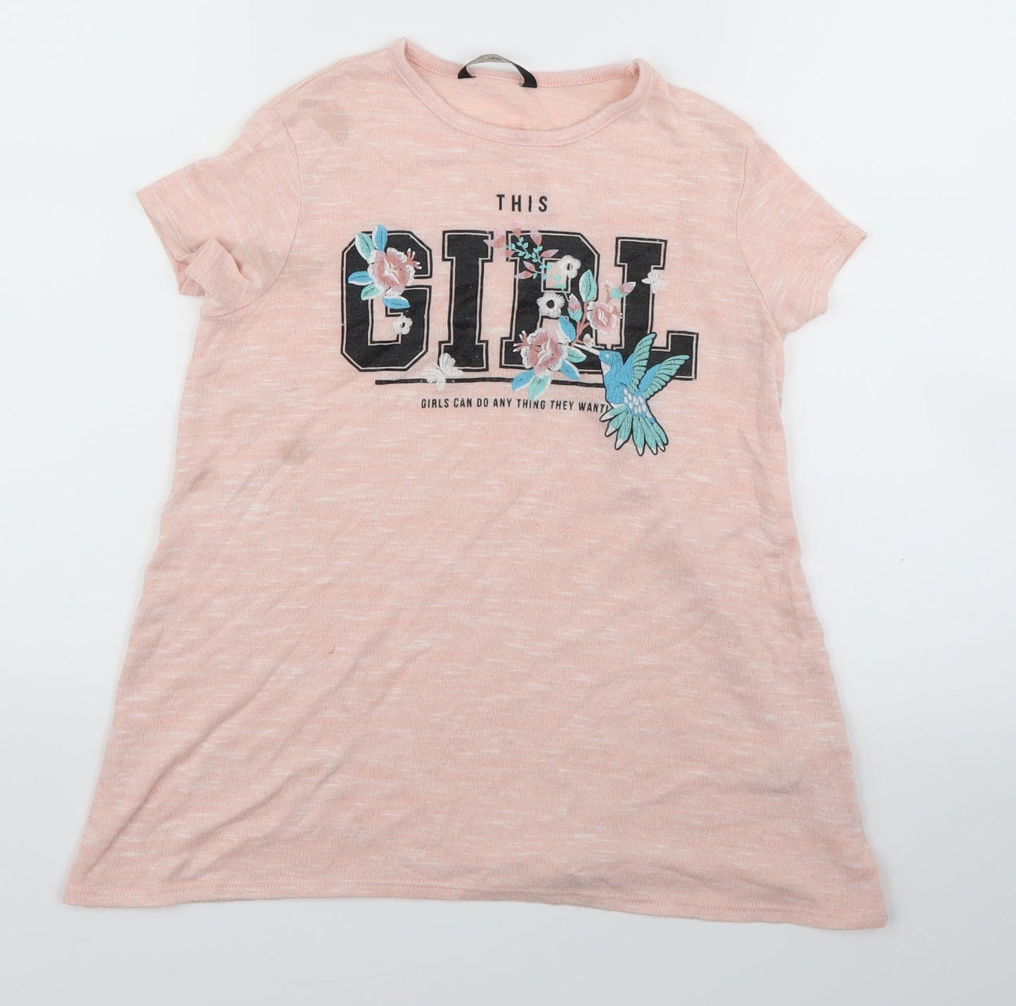 George Girls Pink Fair Isle  Basic T-Shirt Size 9-10 Years