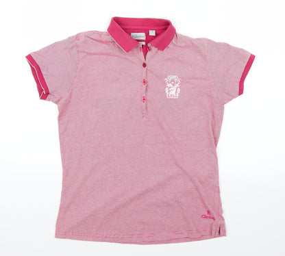 Glenbrae Womens Pink Striped  Basic Polo Size M