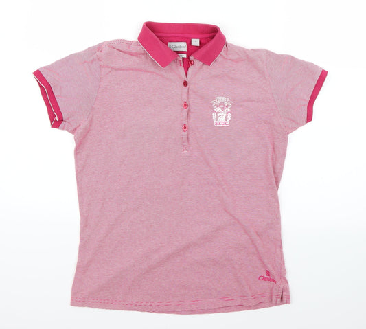 Glenbrae Womens Pink Striped  Basic Polo Size M