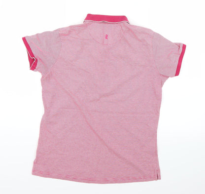 Glenbrae Womens Pink Striped  Basic Polo Size M