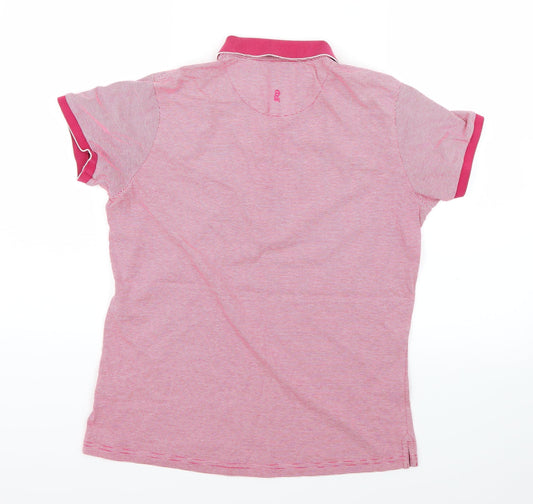 Glenbrae Womens Pink Striped  Basic Polo Size M