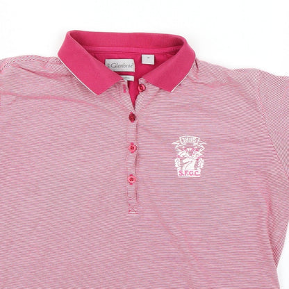 Glenbrae Womens Pink Striped  Basic Polo Size M