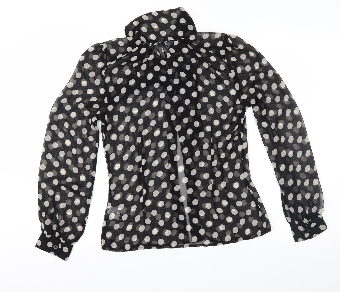 AMARANTO Womens Black Polka Dot  Basic Button-Up Size 10