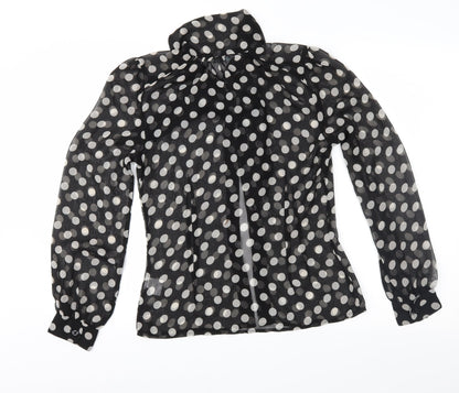 AMARANTO Womens Black Polka Dot  Basic Button-Up Size 10