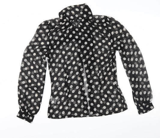 AMARANTO Womens Black Polka Dot  Basic Button-Up Size 10
