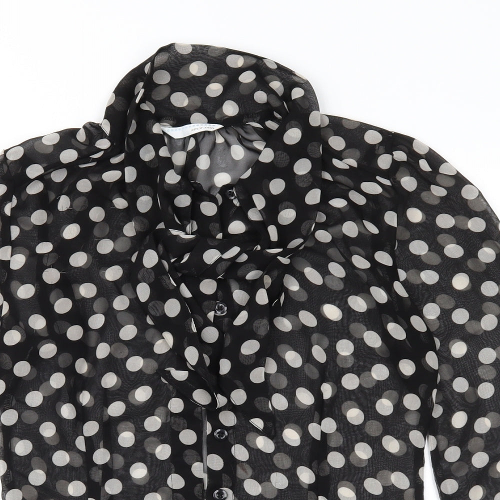 AMARANTO Womens Black Polka Dot  Basic Button-Up Size 10