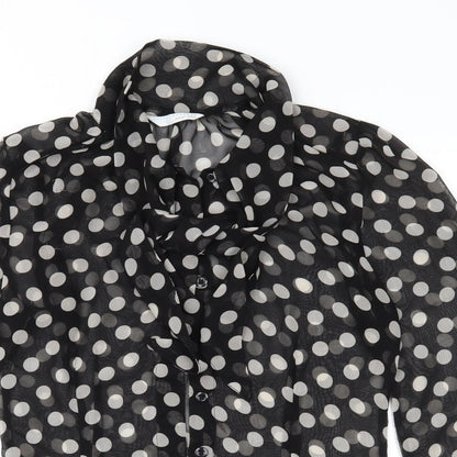 AMARANTO Womens Black Polka Dot  Basic Button-Up Size 10