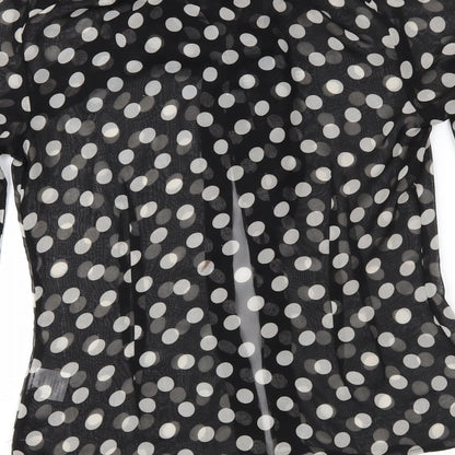 AMARANTO Womens Black Polka Dot  Basic Button-Up Size 10