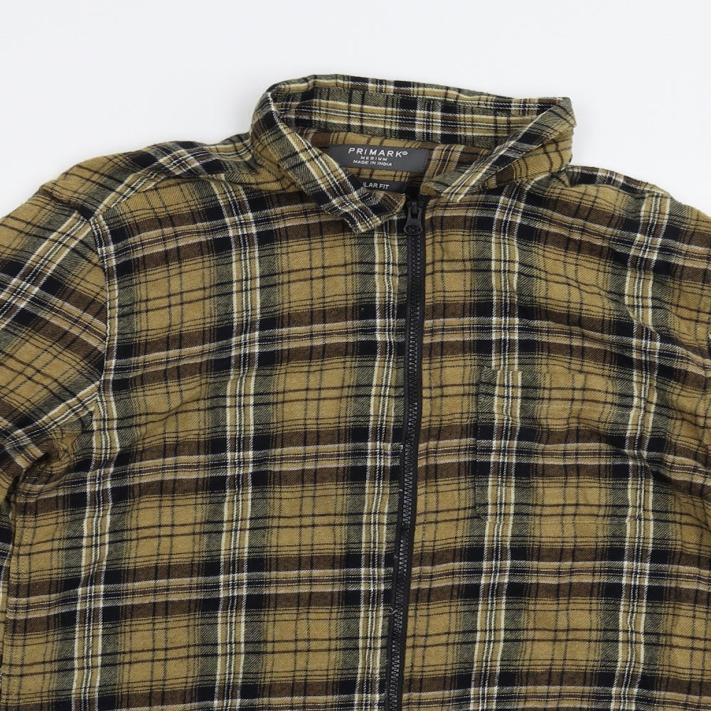 Primark Mens Beige Check   Button-Up Size M
