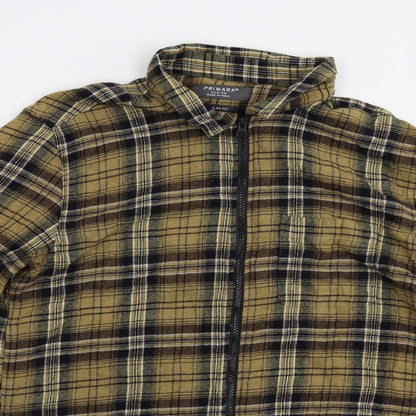 Primark Mens Beige Check   Button-Up Size M
