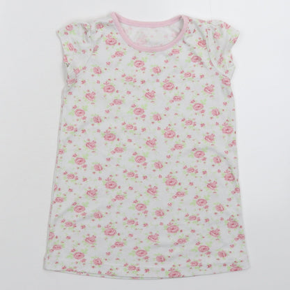 George Girls White Floral  T-Shirt Dress  Size 2-3 Years
