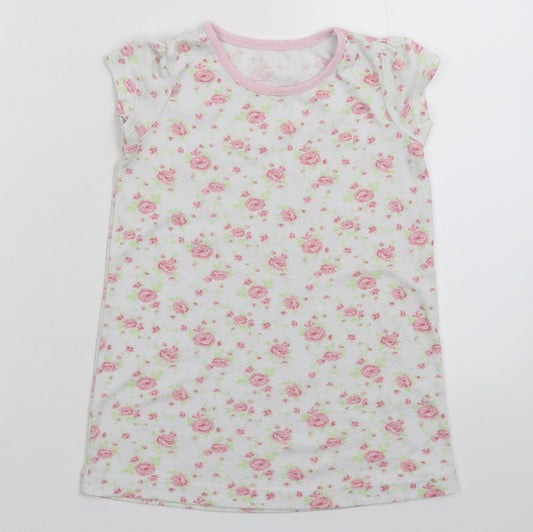 George Girls White Floral  T-Shirt Dress  Size 2-3 Years