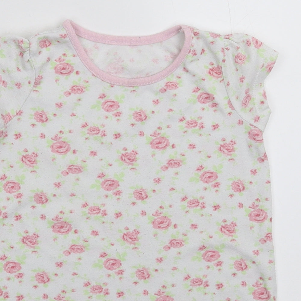 George Girls White Floral  T-Shirt Dress  Size 2-3 Years