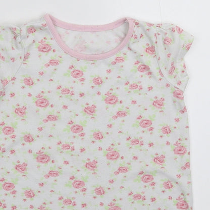George Girls White Floral  T-Shirt Dress  Size 2-3 Years