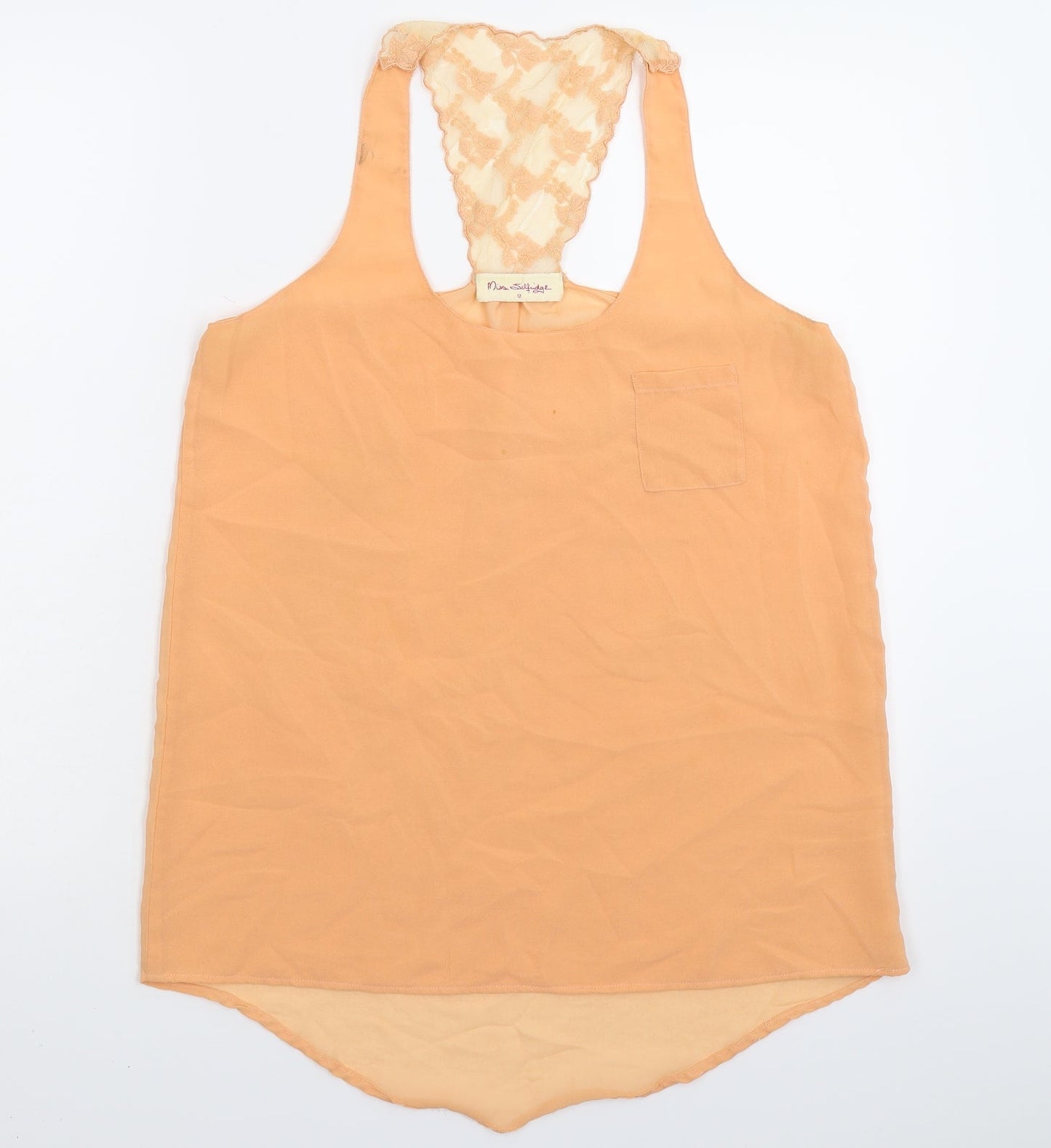 Miss Selfridge Womens Orange   Basic Tank Size 12
