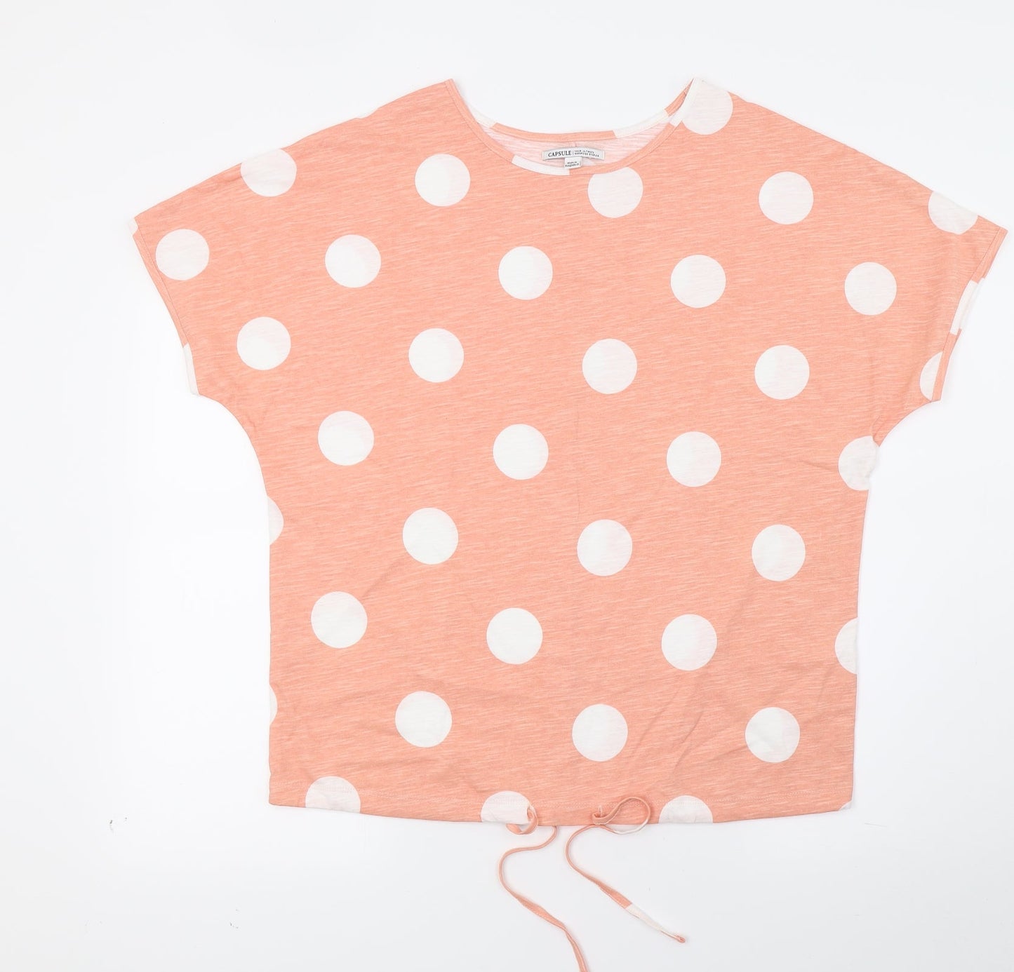 Capsule Womens Orange Polka Dot  Basic T-Shirt Size 10  - Drawstring Bottom