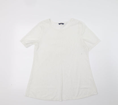 Ruifine Womens White   Tunic T-Shirt Size M