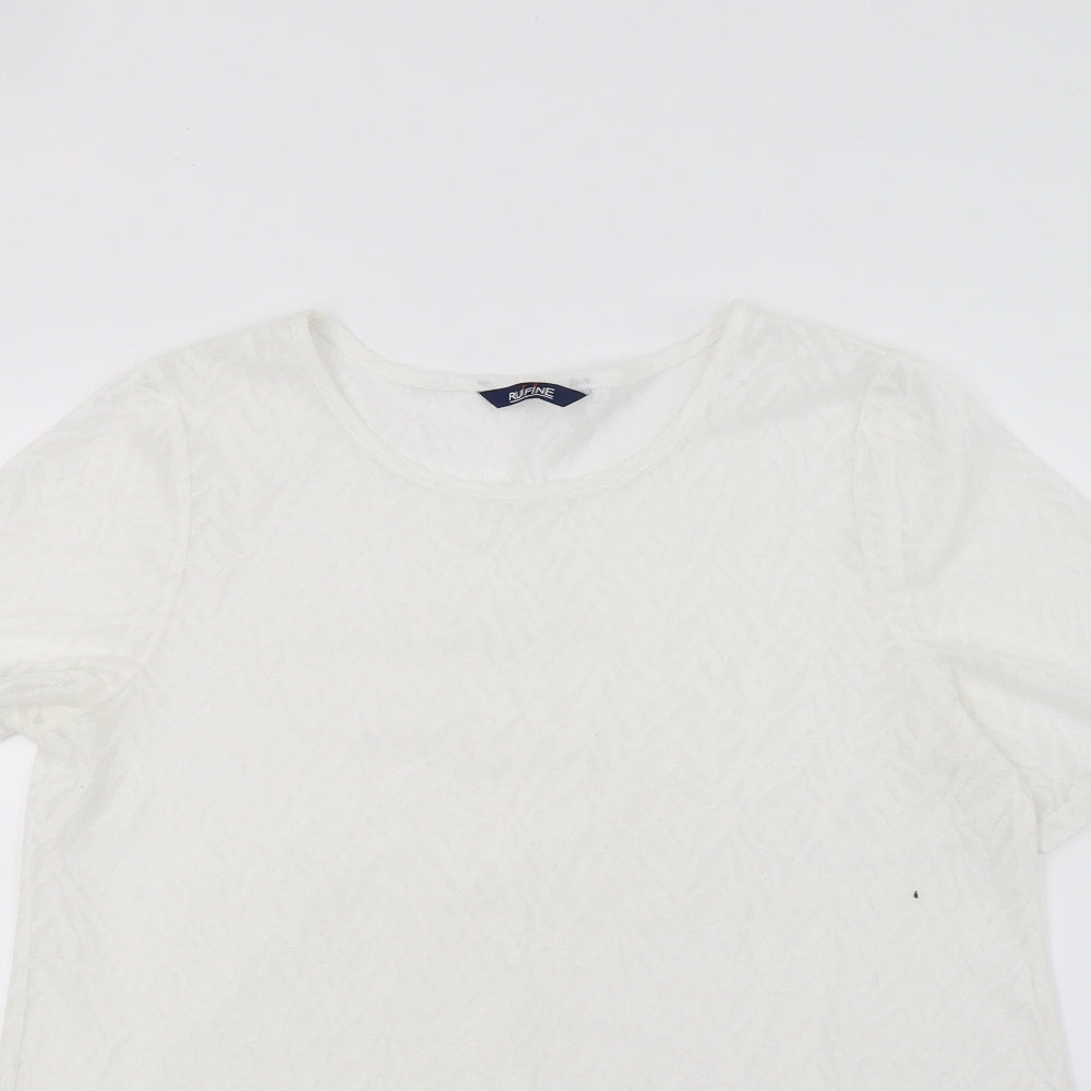 Ruifine Womens White   Tunic T-Shirt Size M