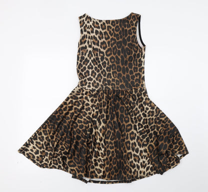Miso Womens Brown Animal Print  A-Line  Size 8