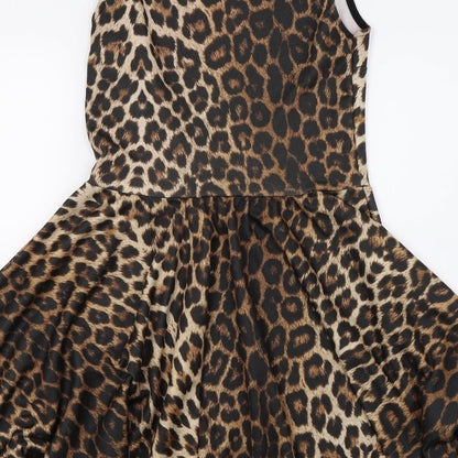 Miso Womens Brown Animal Print  A-Line  Size 8