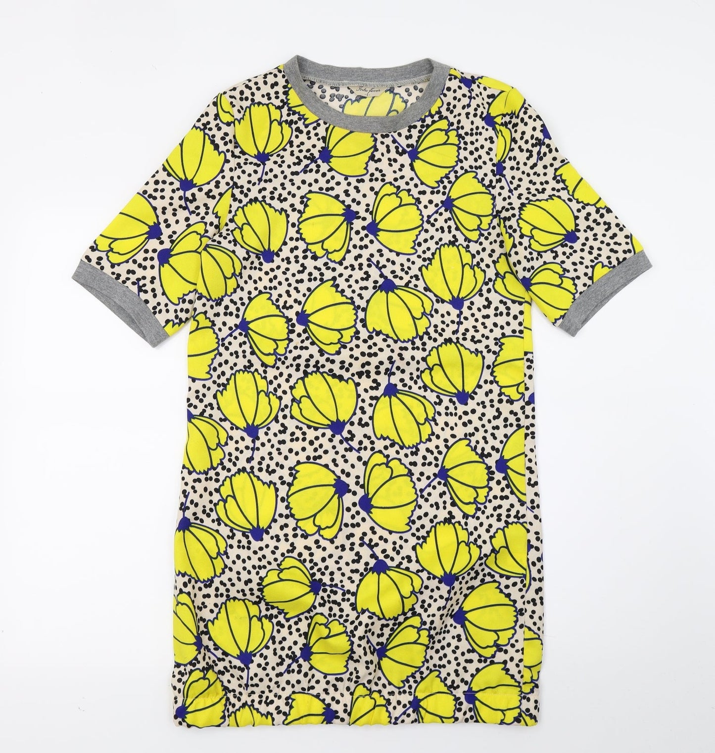 Fruity Fever Womens Yellow Floral  A-Line  Size S