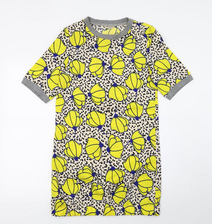 Fruity Fever Womens Yellow Floral  A-Line  Size S
