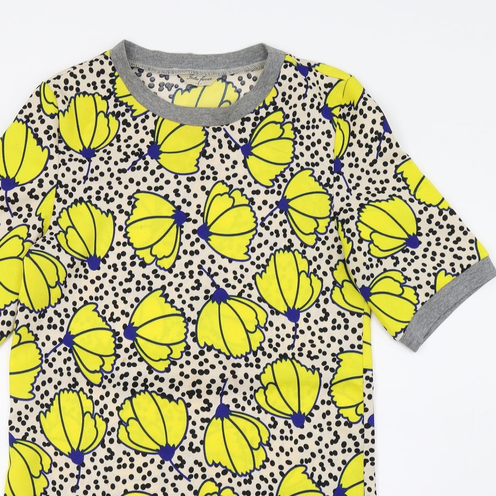 Fruity Fever Womens Yellow Floral  A-Line  Size S