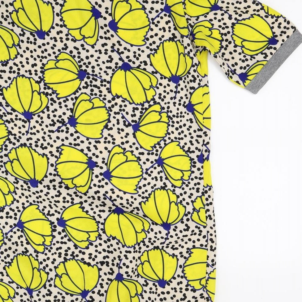 Fruity Fever Womens Yellow Floral  A-Line  Size S