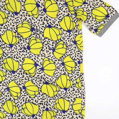 Fruity Fever Womens Yellow Floral  A-Line  Size S