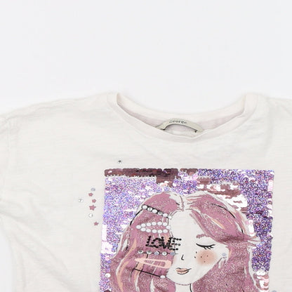 George Girls White  Jersey Basic T-Shirt Size 7 Years  - love
