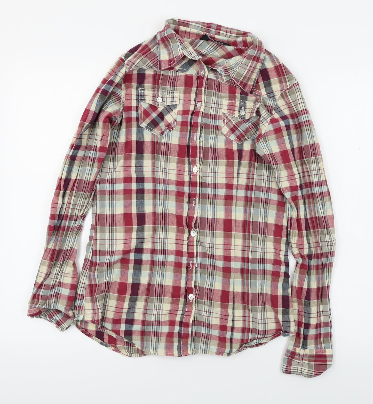 Dorothy Perkins  Womens Red Check  Basic Button-Up Size 10
