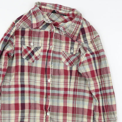 Dorothy Perkins  Womens Red Check  Basic Button-Up Size 10