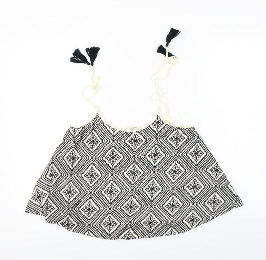 Papaya  Womens Ivory Herringbone  Cropped T-Shirt Size 10