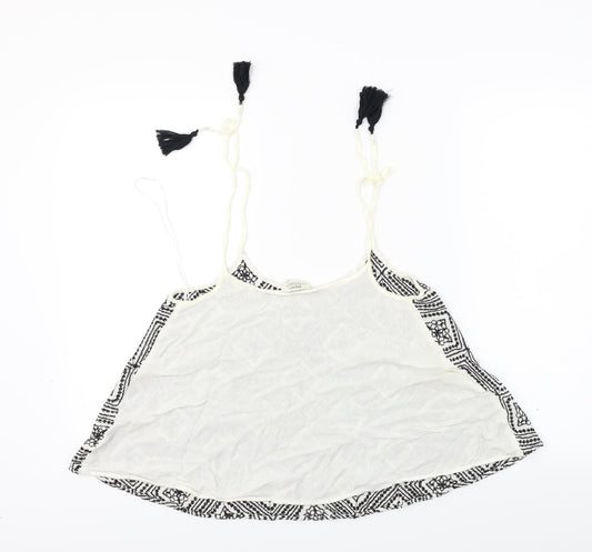 Papaya  Womens Ivory Herringbone  Cropped T-Shirt Size 10