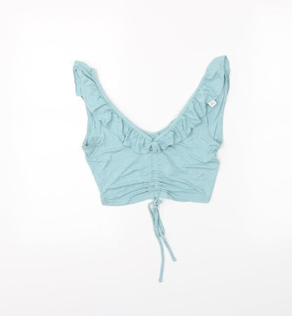 Womens UK Size 10 Topshop Blue Cropped Tank