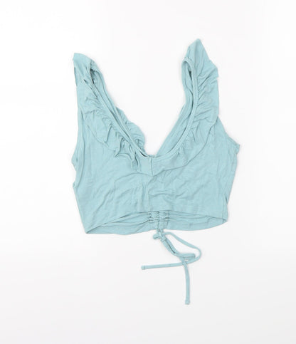 Womens UK Size 10 Topshop Blue Cropped Tank