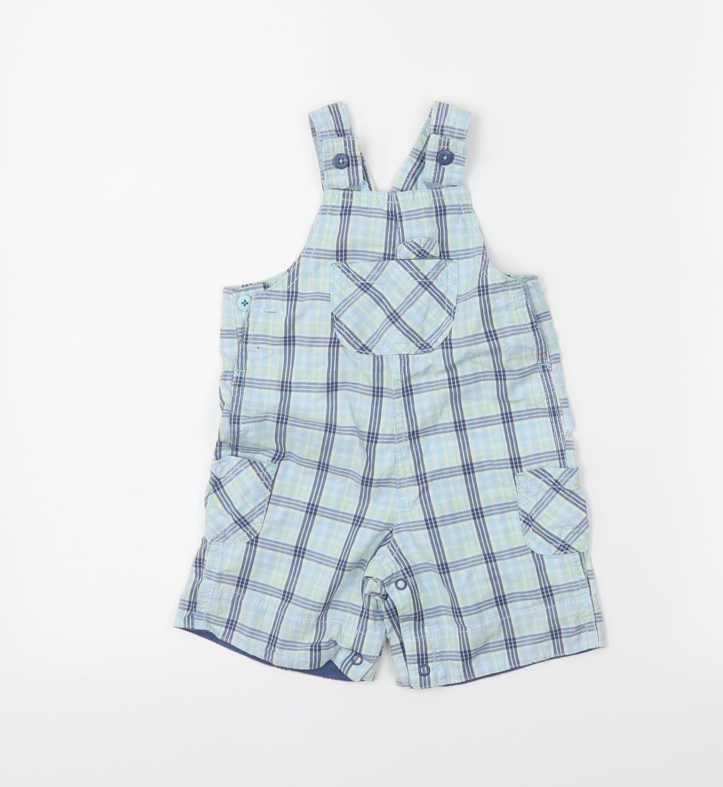 George Boys Blue Plaid  Dungaree One-Piece Size 3-6 Months