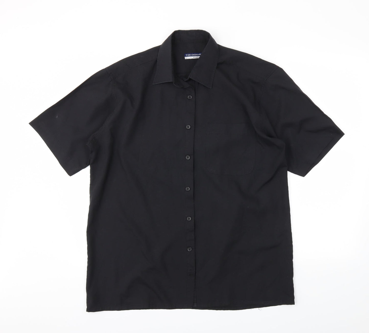 Tom Hagan Mens Black    Button-Up Size L