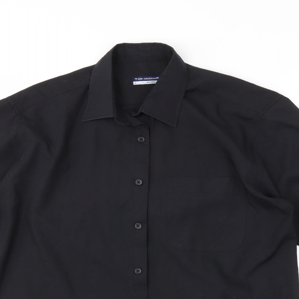 Tom Hagan Mens Black    Button-Up Size L