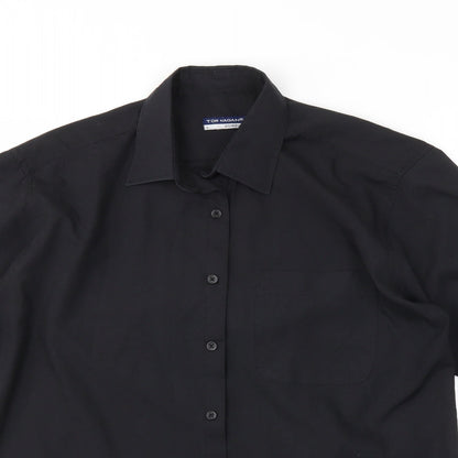 Tom Hagan Mens Black    Button-Up Size L