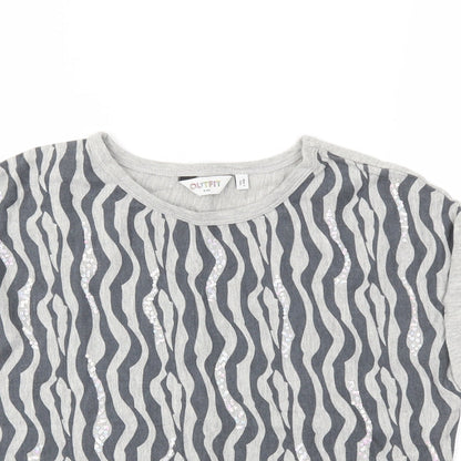 outfit Girls Grey Animal Print  Basic T-Shirt Size 10 Years
