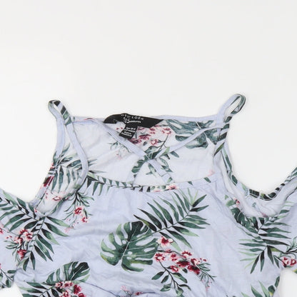 NEWLOOK Girls Blue Floral  Cropped Tank Size 10-11 Years