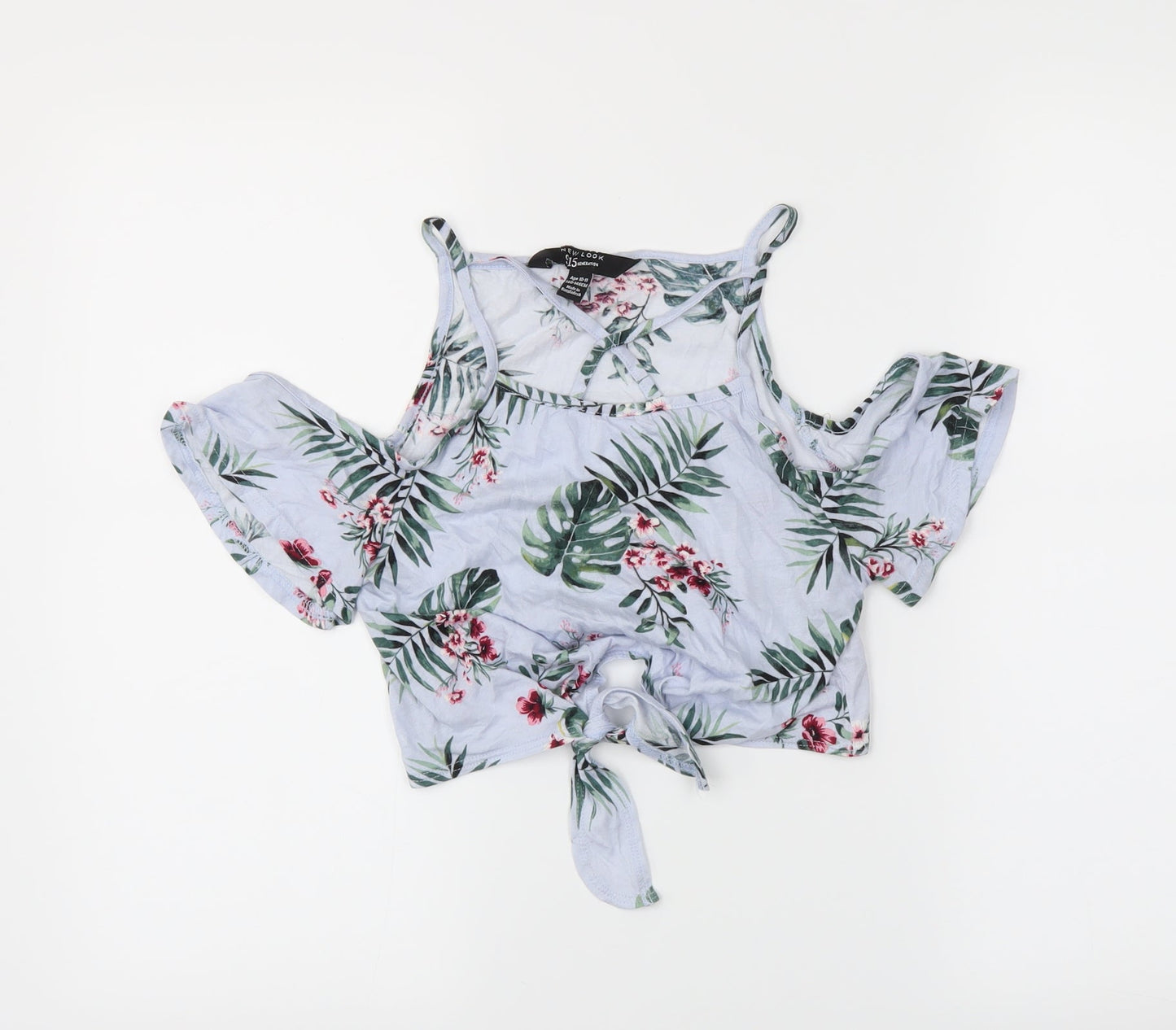 NEWLOOK Girls Blue Floral  Cropped Tank Size 10-11 Years
