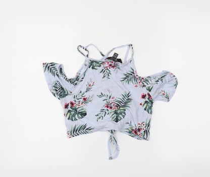 NEWLOOK Girls Blue Floral  Cropped Tank Size 10-11 Years