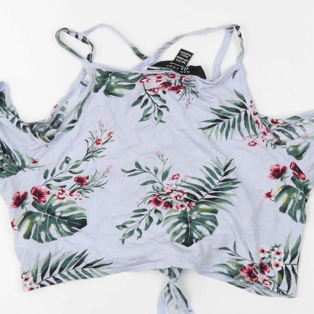 NEWLOOK Girls Blue Floral  Cropped Tank Size 10-11 Years